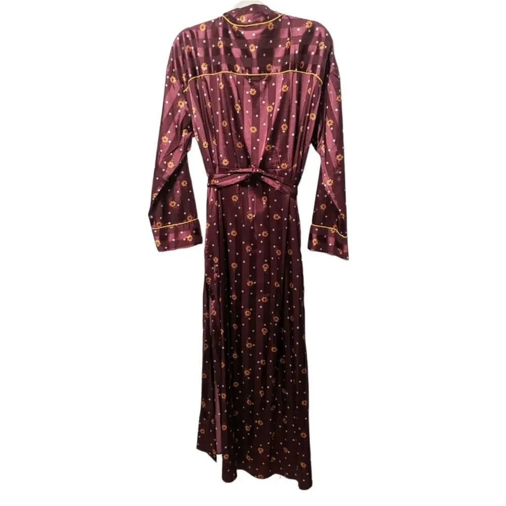 NWT FREE PEOPLE Pajama Party Robe Wine Combo L